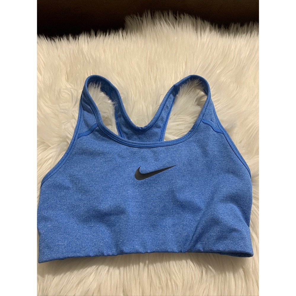 nike dri fit unlined sports bra blue small racerback